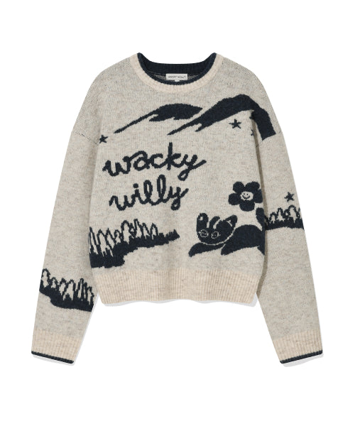 Women's Jagged Graphic Pullover Oatmeal
