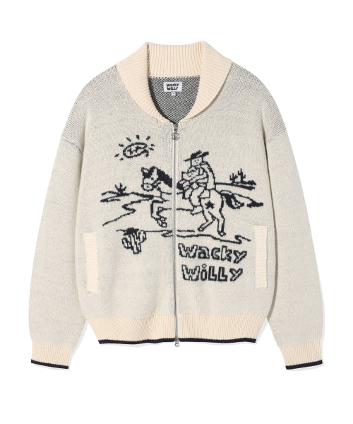 Western graphic cardigan cream