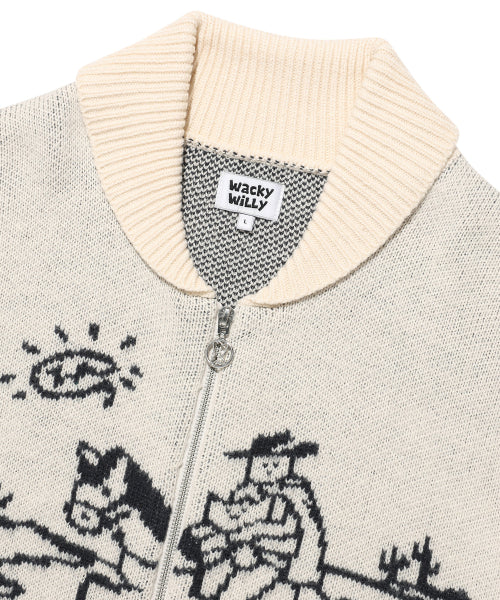 Western graphic cardigan cream