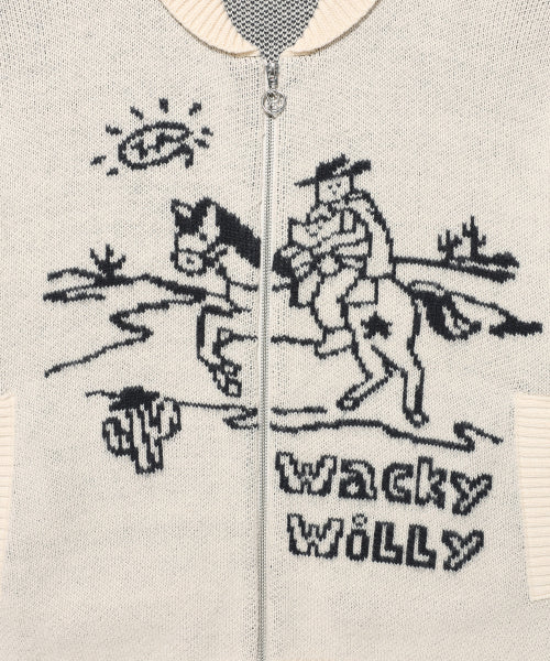 Western graphic cardigan cream