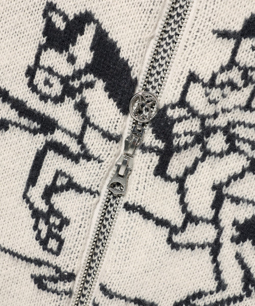 Western graphic cardigan cream