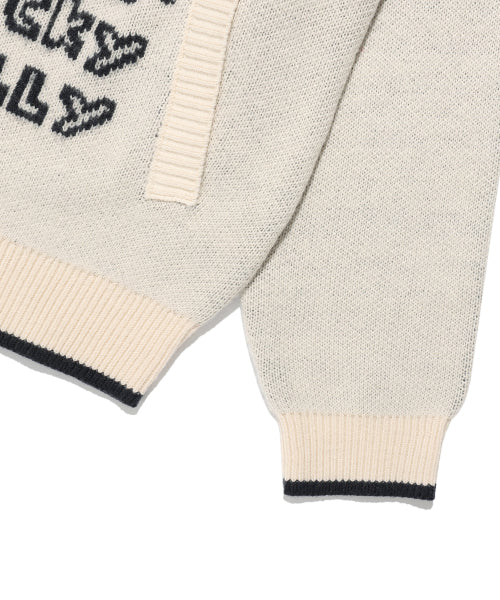 Western graphic cardigan cream