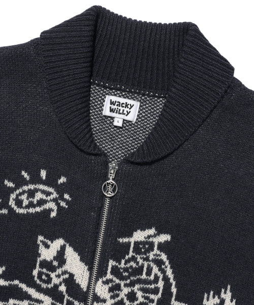Western graphic cardigan navy