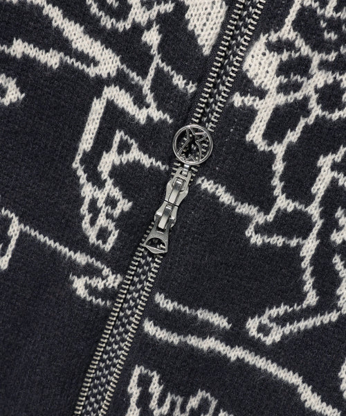 Western graphic cardigan navy