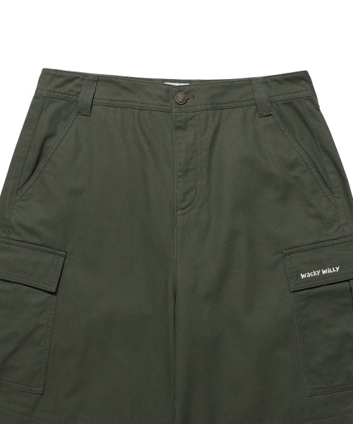 Balloon Fit Cotton Cargo Pants Khaki