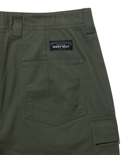 Balloon Fit Cotton Cargo Pants Khaki