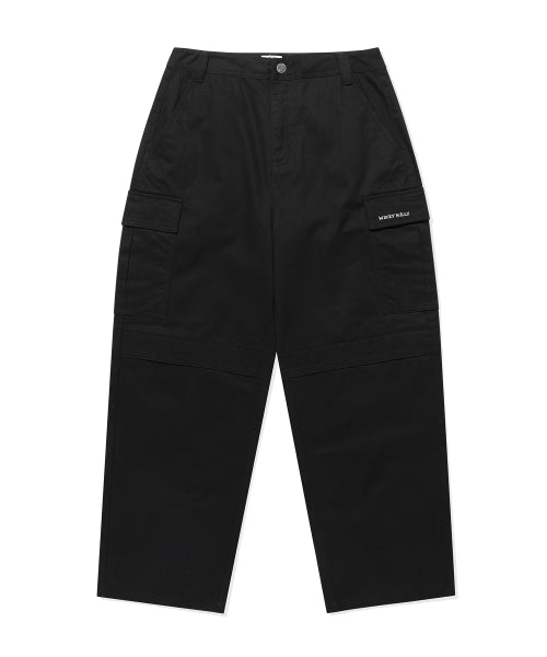 Balloon Fit Cotton Cargo Pants Black