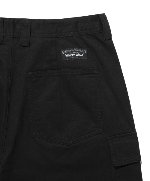Balloon Fit Cotton Cargo Pants Black
