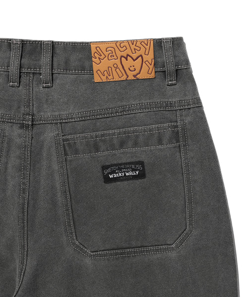 Dying Cotton Slit Pants Charcoal