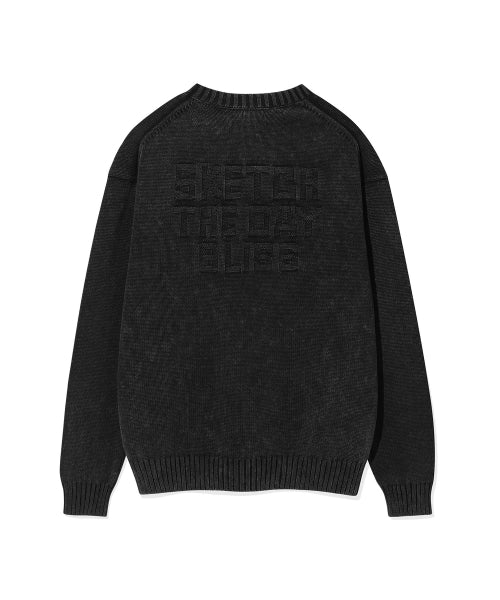 Garment Washing Pullover Knit Charcoal