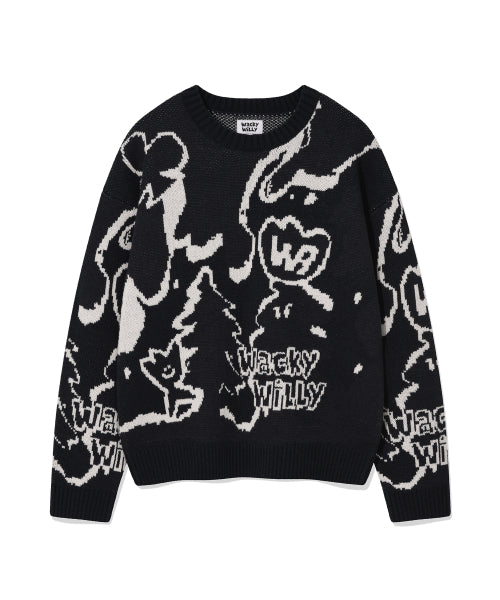 Camouflage Pattern Pullover Knit Navy