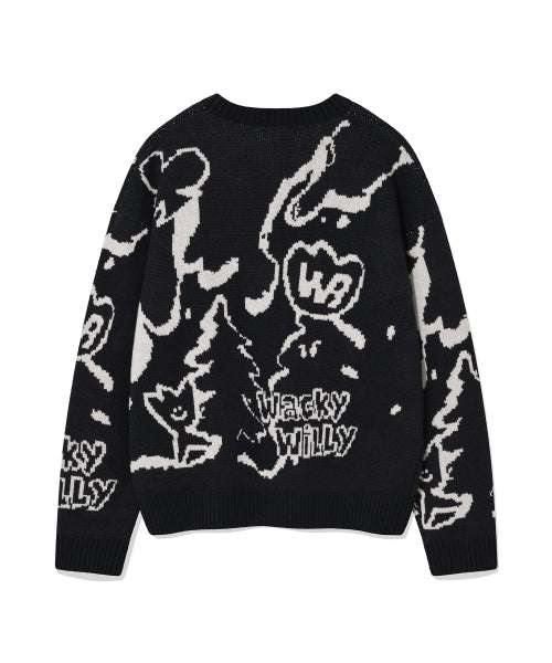 Camouflage Pattern Pullover Knit Navy