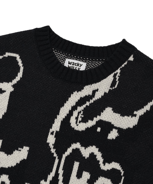 Camouflage Pattern Pullover Knit Navy