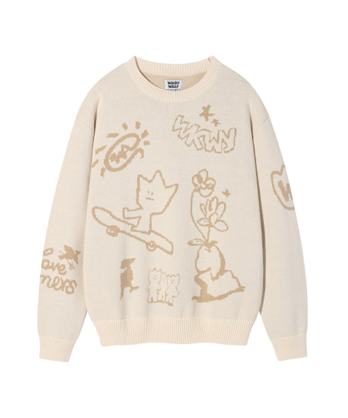 Jacquard Pullover Knit Cream