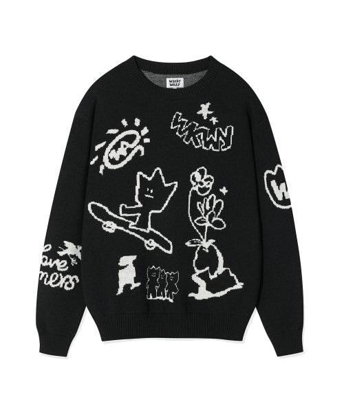 Jacquard Pullover Knit Black
