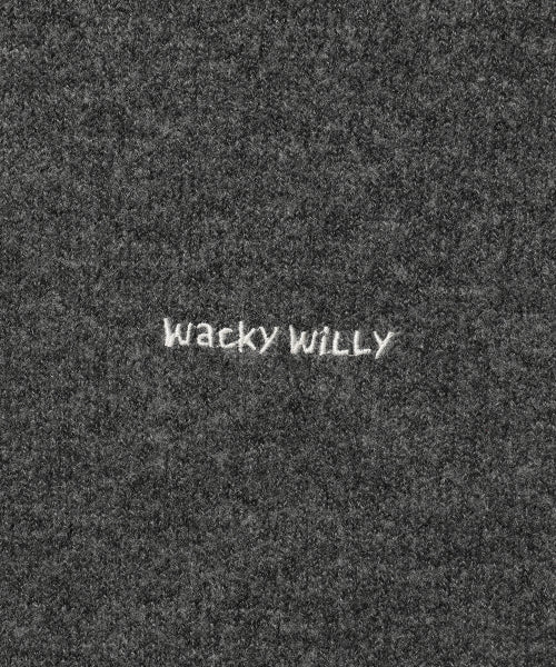 Typo Logo Round Neck Cardigan Charcoal