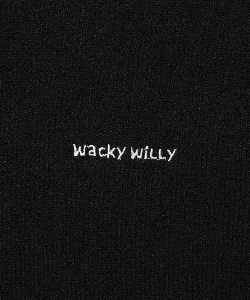 typo logo round neck cardigan black