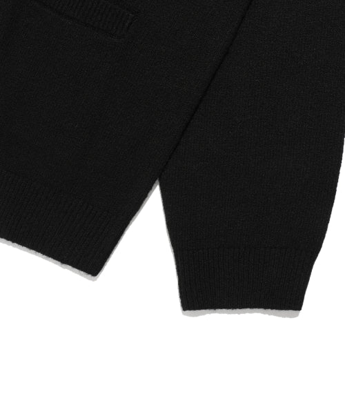 typo logo round neck cardigan black