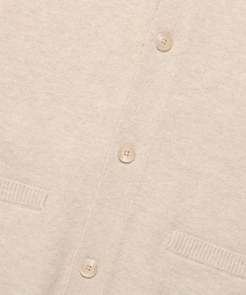 Typograph Logo Round Neck Cardigan Beige