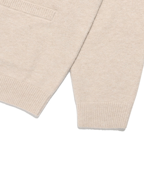 Typograph Logo Round Neck Cardigan Beige