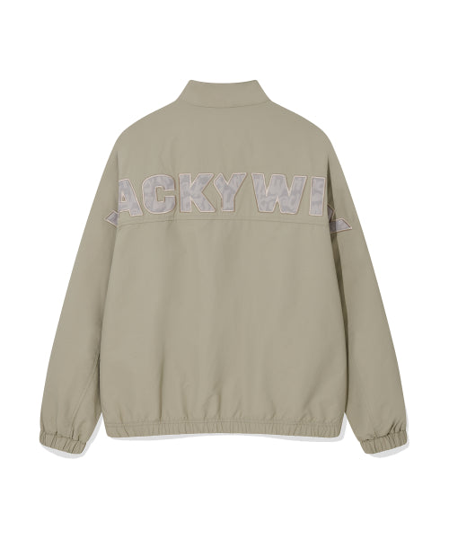 Back Lettering High-Neck Pull-Up Beige