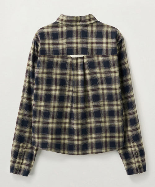 (W) Classic Flannel Check Shirt Navy