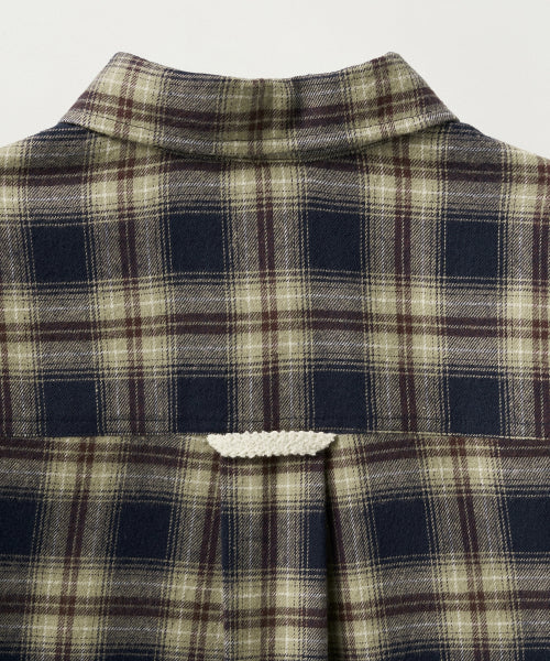 (W) Classic Flannel Check Shirt Navy
