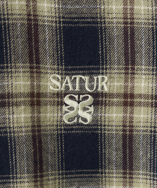 (W) Classic Flannel Check Shirt Navy