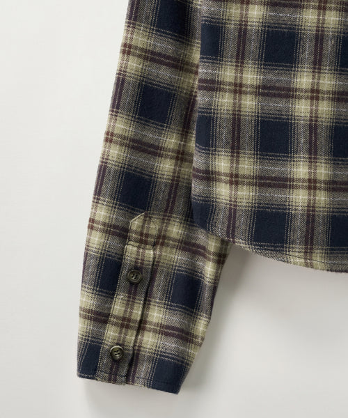(W) Classic Flannel Check Shirt Navy