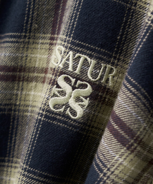 (W) Classic Flannel Check Shirt Navy