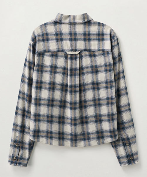 (W) Classic Flannel Check Shirt Blue