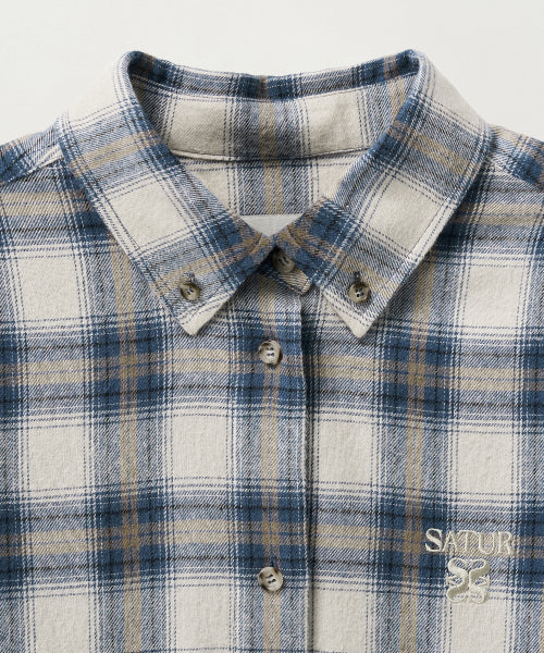 (W) Classic Flannel Check Shirt Blue