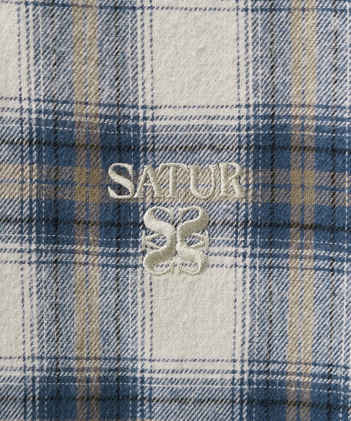 (W) Classic Flannel Check Shirt Blue