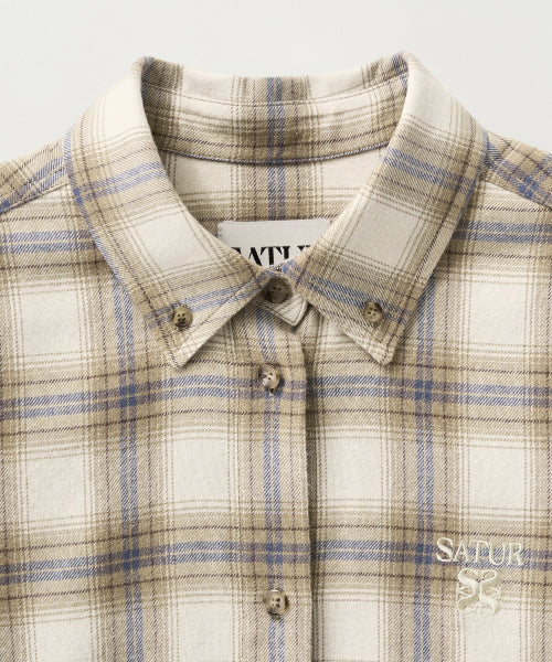 (W) Classic Flannel Check Shirt Beige