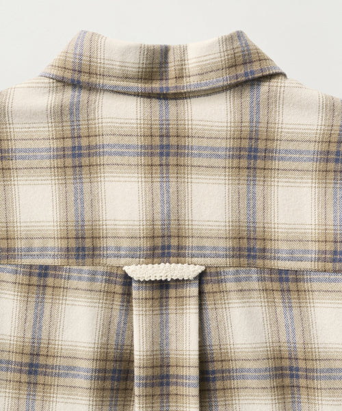 (W) Classic Flannel Check Shirt Beige