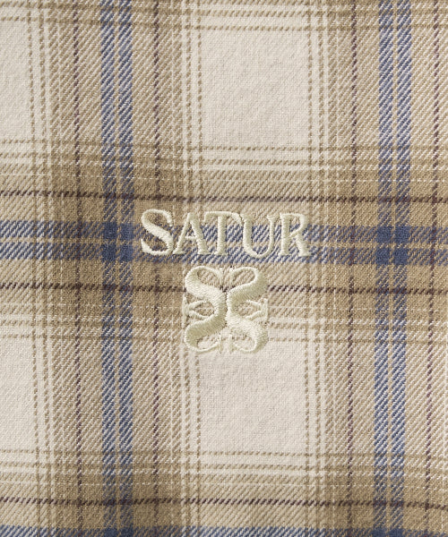 (W) Classic Flannel Check Shirt Beige