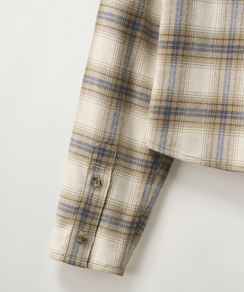 (W) Classic Flannel Check Shirt Beige