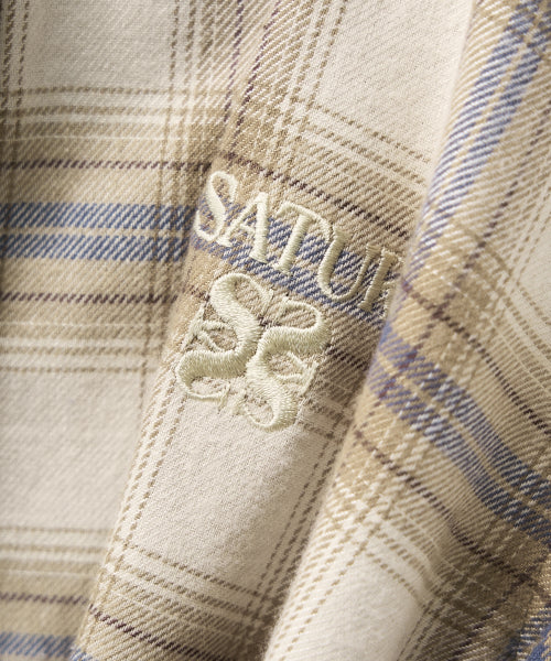 (W) Classic Flannel Check Shirt Beige
