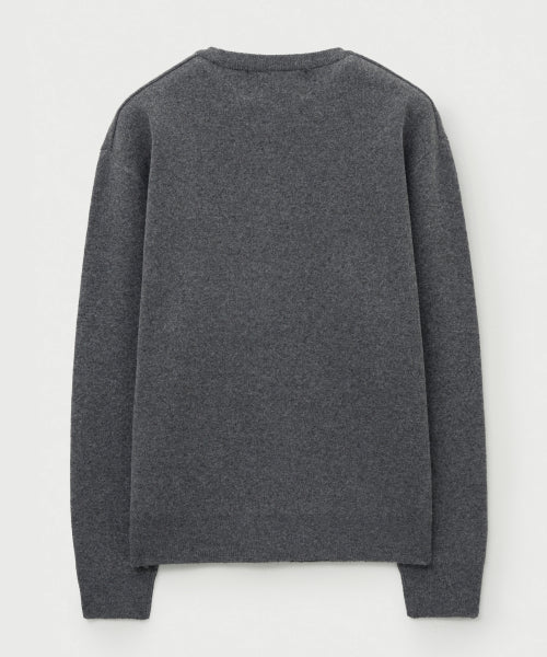 Basic Logo Jacquard Crew Neck Knit Charcoal