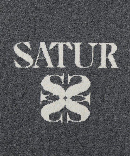 Basic Logo Jacquard Crew Neck Knit Charcoal