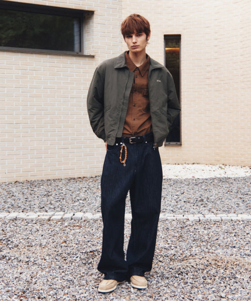 Maron Nylon Padded Bomber Jacket Khaki
