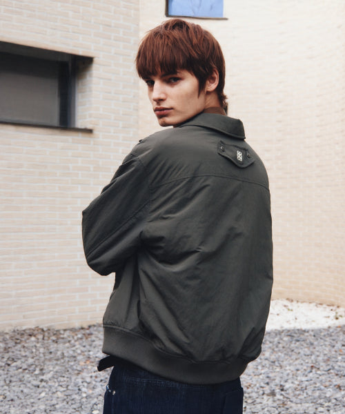 Maron Nylon Padded Bomber Jacket Khaki