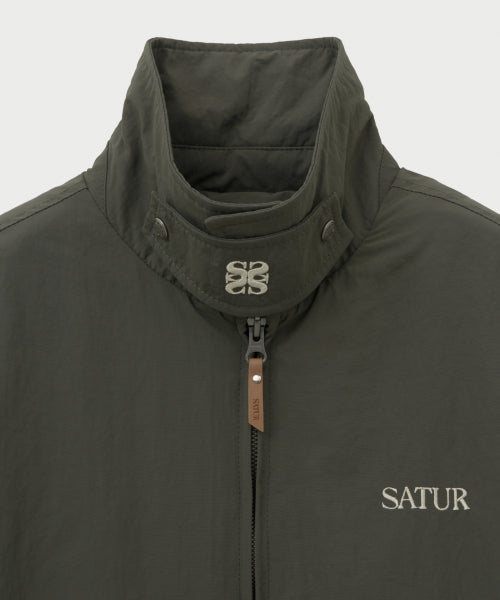 Maron Nylon Padded Bomber Jacket Khaki