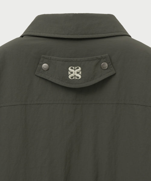 Maron Nylon Padded Bomber Jacket Khaki