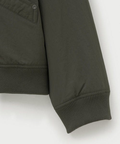 Maron Nylon Padded Bomber Jacket Khaki