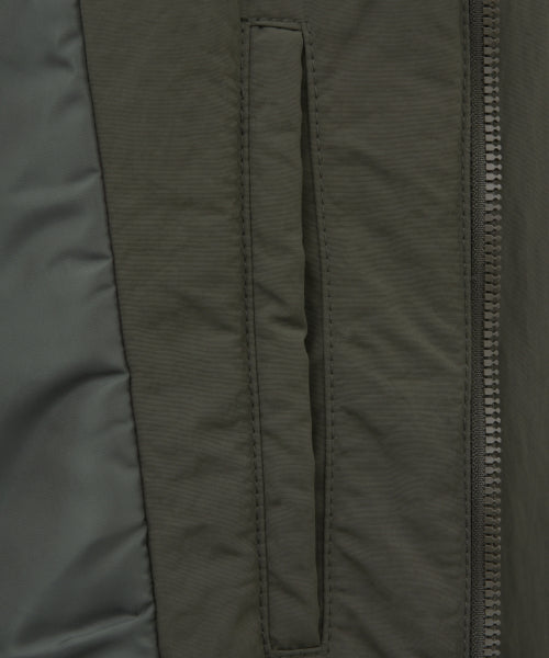Maron Nylon Padded Bomber Jacket Khaki