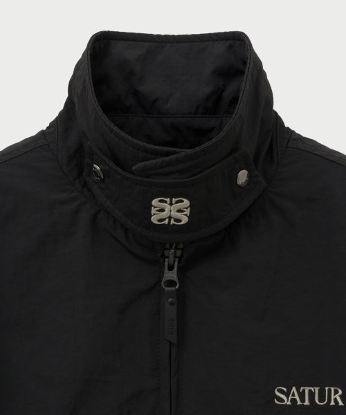 Maron Nylon Padded Bomber Jacket Black