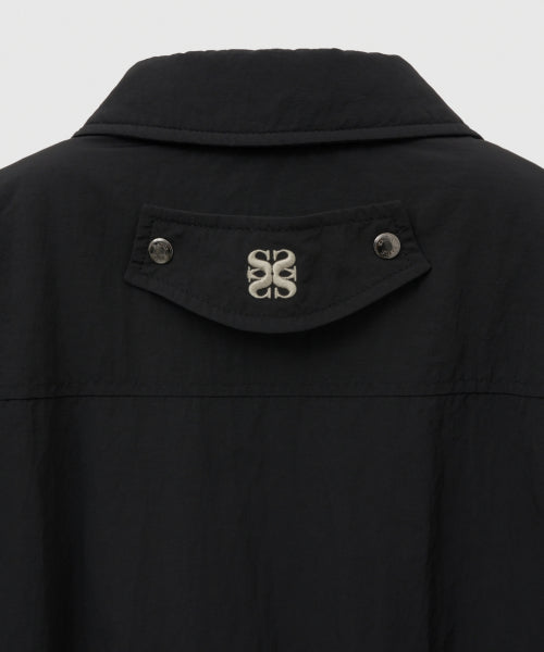 Maron Nylon Padded Bomber Jacket Black
