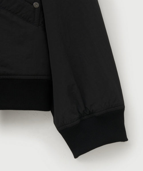 Maron Nylon Padded Bomber Jacket Black