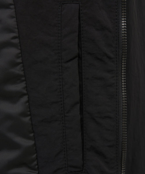 Maron Nylon Padded Bomber Jacket Black